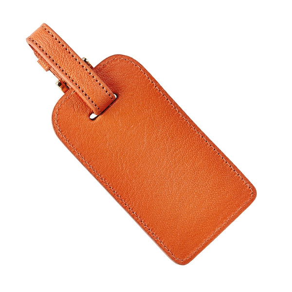 Luggage Tag Orange Goatskin Leather