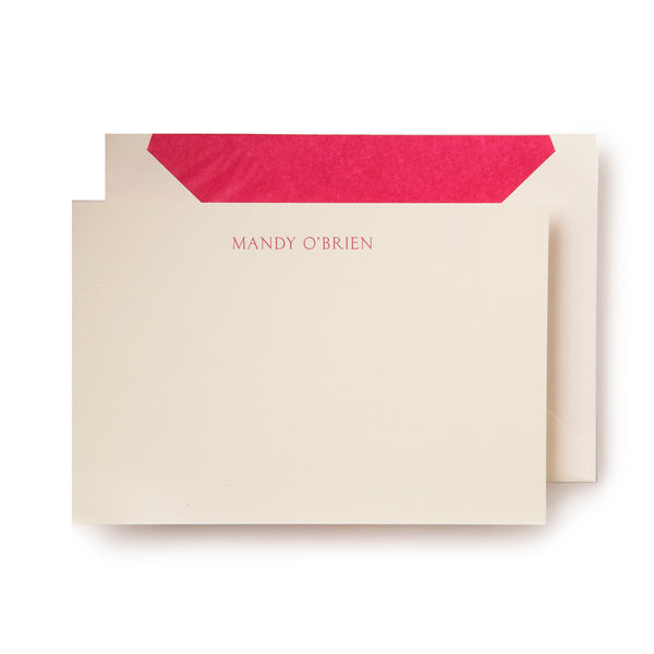 Personal Stationery Crown Mill Fuchsia Silk Lined envelopes - Set of 10 cards and 10 envelopes