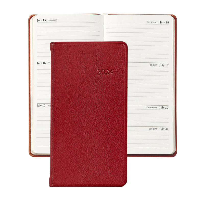 2024 Pocket Diary Traditional Red Leather