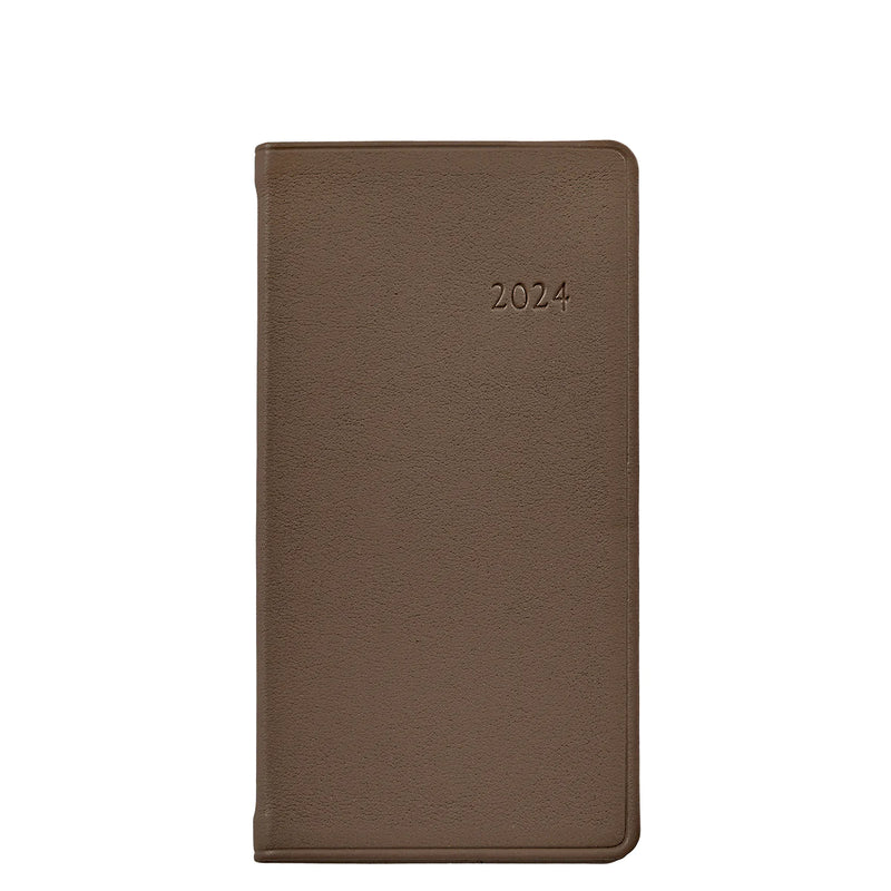 2024 Pocket Diary Traditional Taupe Leather