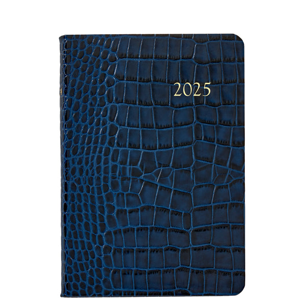 2025 Appointment Dairy Crocodile Embossed Sapphire Blue Leather