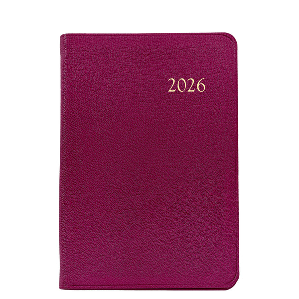 2026 Appointment Diary Azalea Pink Goatskin Leather