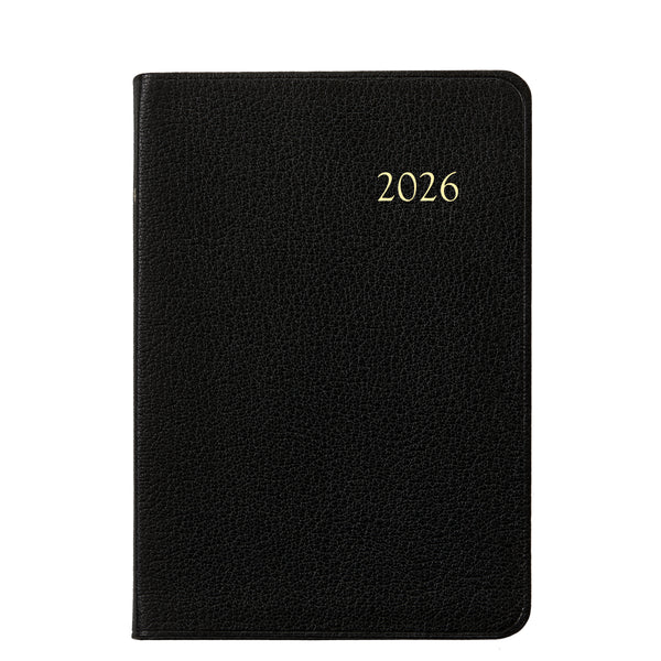 2026 Appointment Diary Black Goatskin Leather