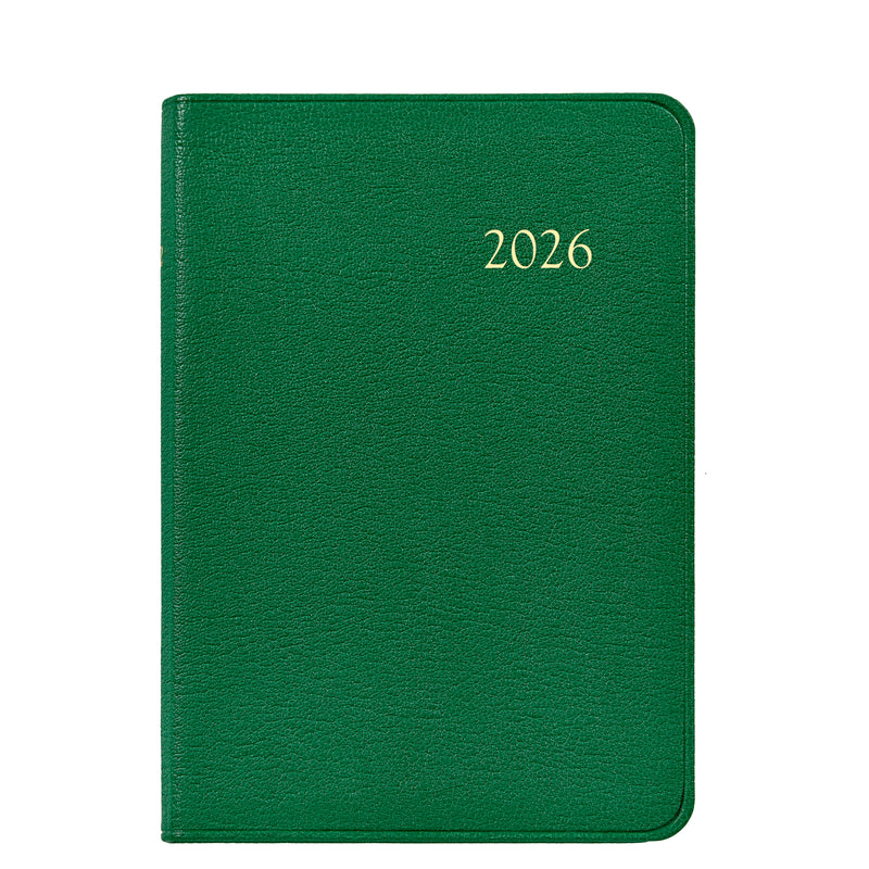 2026 Appointment Diary Kelly Green Goatskin Leather