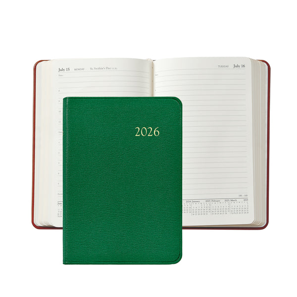 2026 Appointment Diary Kelly Green Goatskin Leather