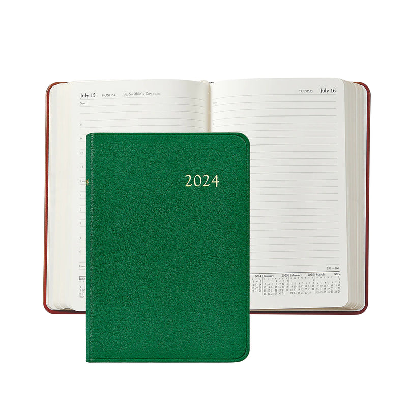 2024 Appointment Diary Kelly Green Goatskin Leather