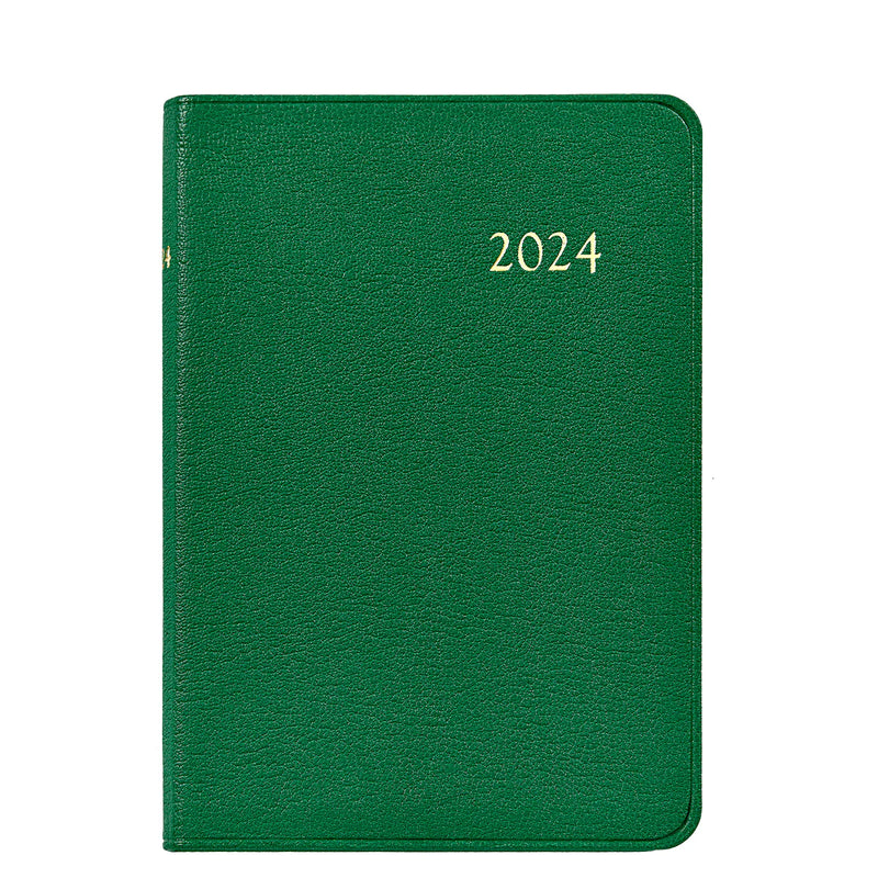 2024 Appointment Diary Kelly Green Goatskin Leather
