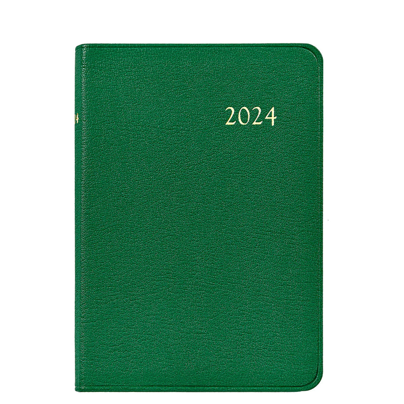 2024 Appointment Diary Kelly Green Goatskin Leather