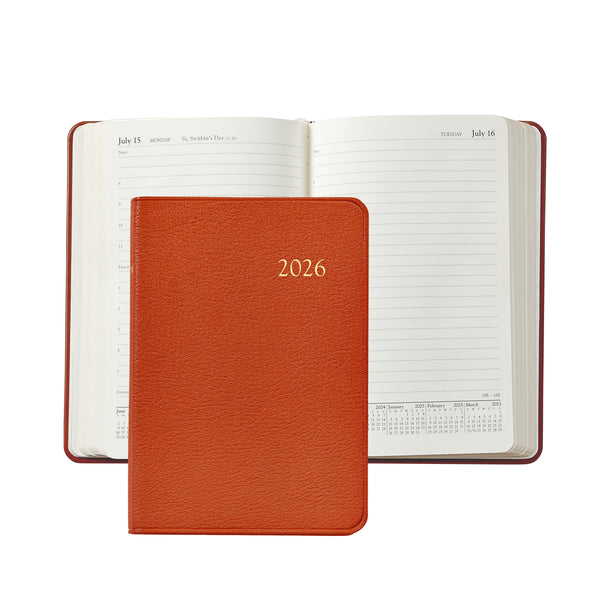 2026 Appointment Diary Orange Goatskin Leather