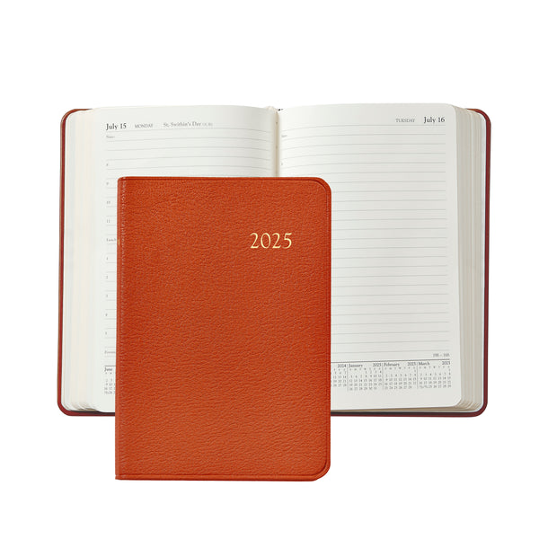 2025 Appointment Diary Orange Goatskin Leather