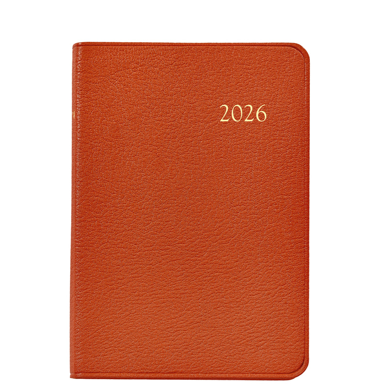 2026 Appointment Diary Orange Goatskin Leather