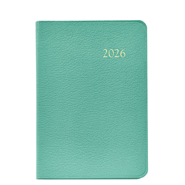 2026 Appointment Diary Robin's Egg Blue Goatskin Leather