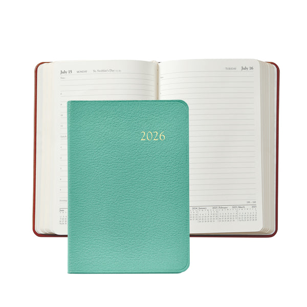 2026 Appointment Diary Robin's Egg Blue Goatskin Leather
