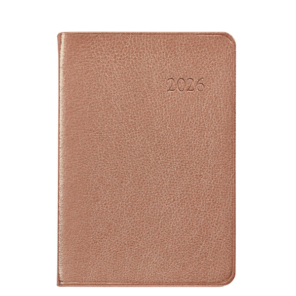 2026 Appointment Diary Rose Gold Goatskin Leather