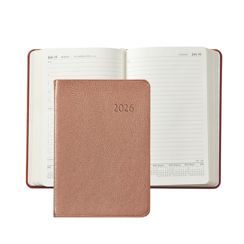 2026 Appointment Diary Rose Gold Goatskin Leather