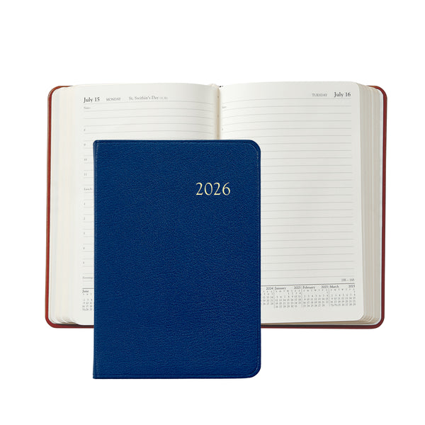2026 Appointment Diary Royal Blue Goatskin Leather