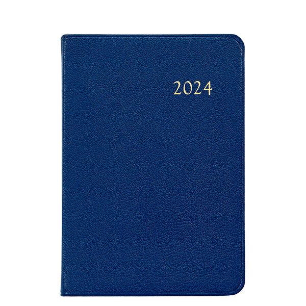 2024 Appointment Diary Royal Blue Goatskin Leather