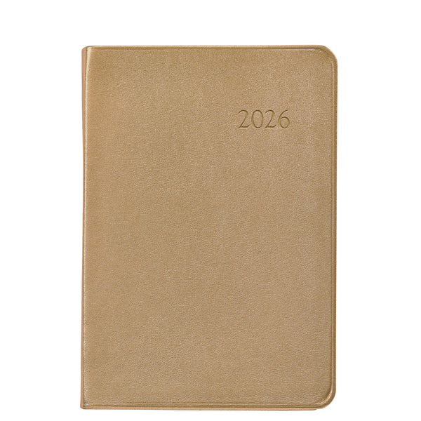 2026 Appointment Diary White Gold Goatskin Leather