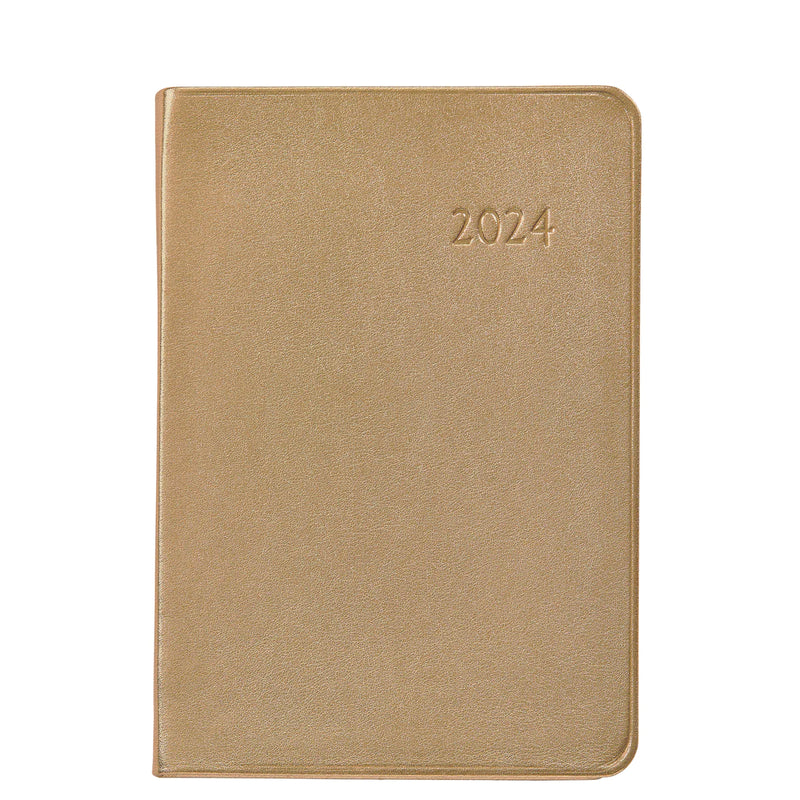2024 Appointment Diary White Gold Goatskin Leather