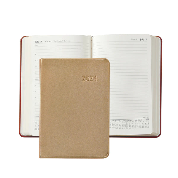 2024 Appointment Diary White Gold Goatskin Leather