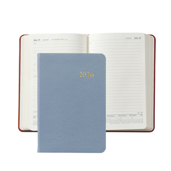 2026 Appointment Diary Slate Blue Pebble Leather