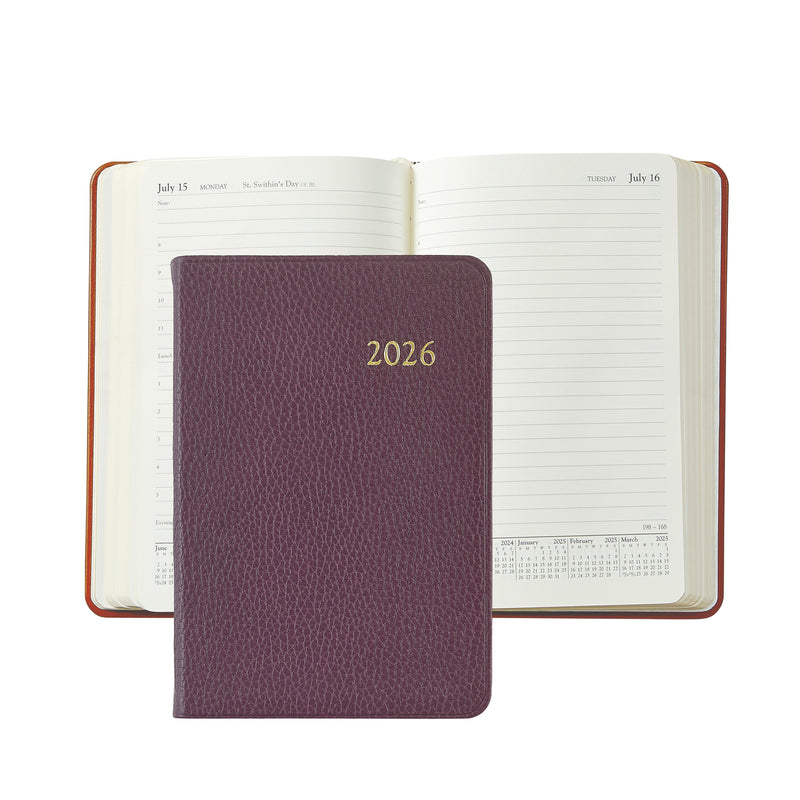 2026 Appointment Diary Wine Pebble Leather