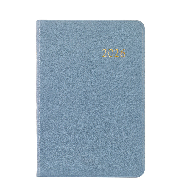 2026 Appointment Diary Slate Blue Pebble Leather