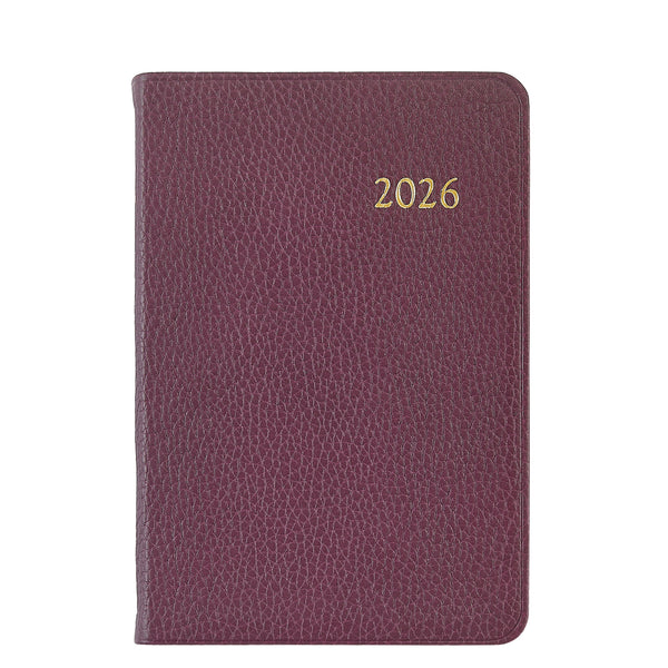 2026 Appointment Diary Wine Pebble Leather