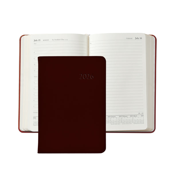 2026 Appointment Diary Bordeaux Traditional Leather