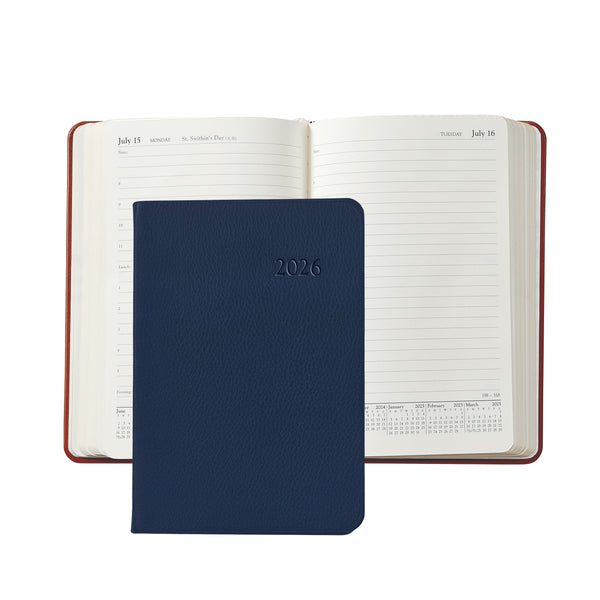2026 Appointment Diary Navy Blue Traditional Leather