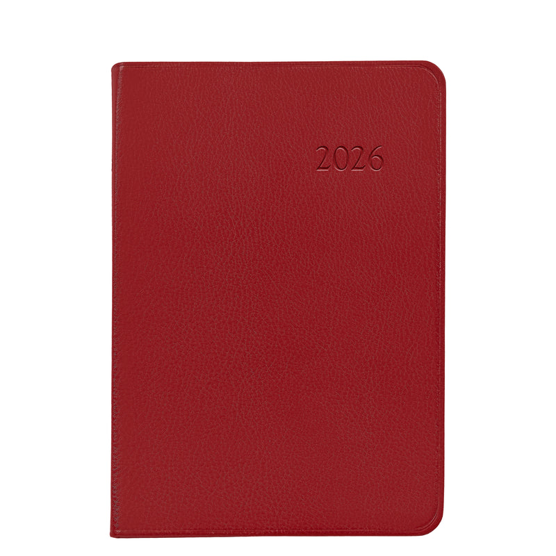 2026 Appointment Diary Red Traditional Leather
