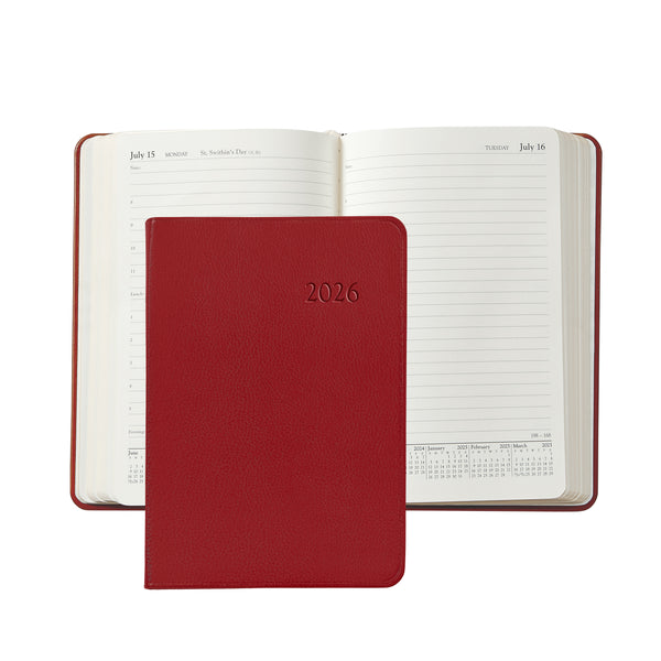 2026 Appointment Diary Red Traditional Leather