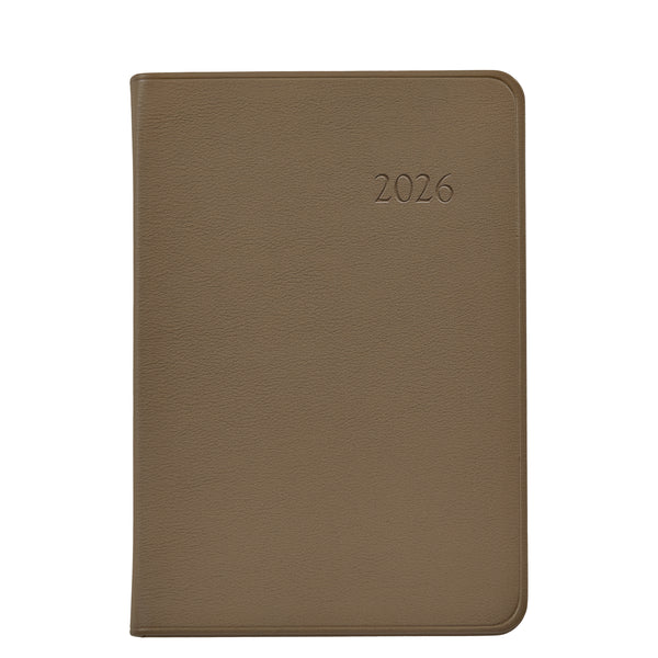 2026 Appointment Diary Taupe Traditional Leather