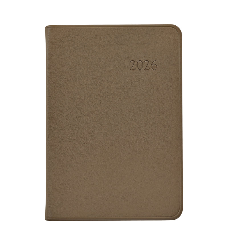 2026 Appointment Diary Taupe Traditional Leather