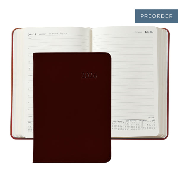 2026 Appointment Diary Bordeaux Traditional Leather