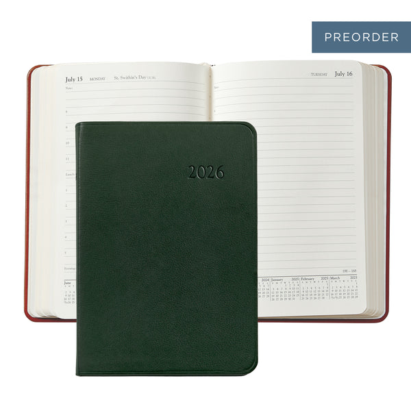 2026 Appointment Diary Green Traditional Leather