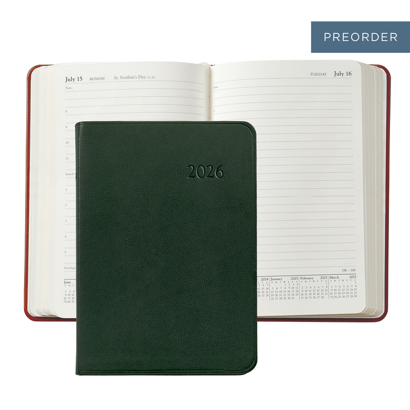 2026 Appointment Diary Green Traditional Leather
