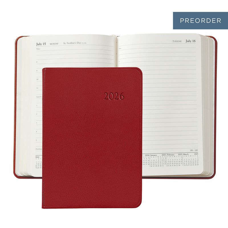2026 Appointment Diary Red Traditional Leather