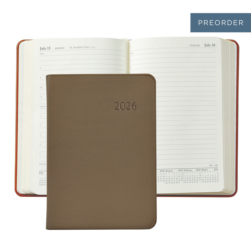 2026 Appointment Diary Taupe Traditional Leather