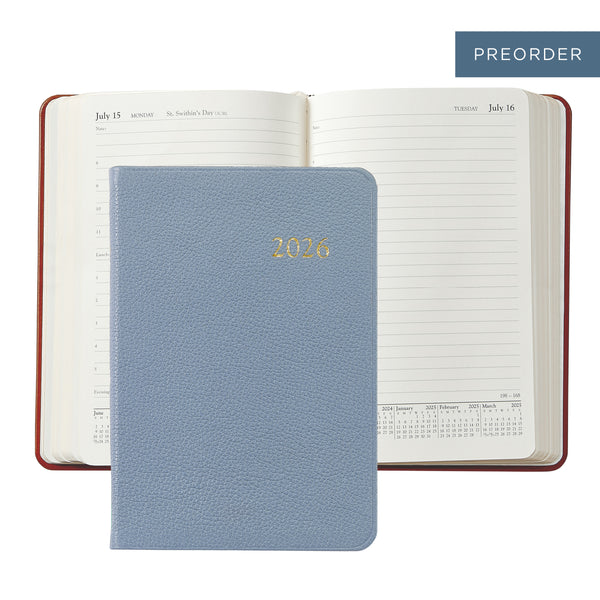 2026 Appointment Diary Slate Blue Pebble Leather