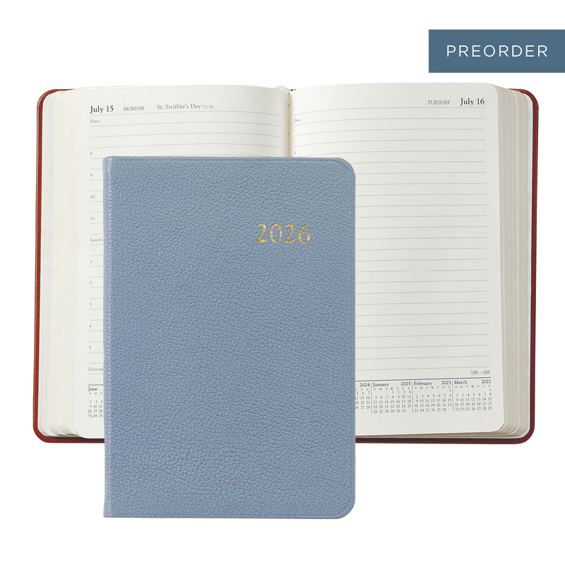2026 Appointment Diary Slate Blue Pebble Leather