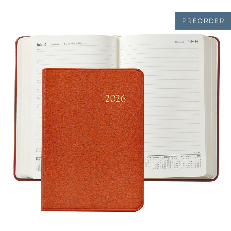 2026 Appointment Diary Orange Goatskin Leather