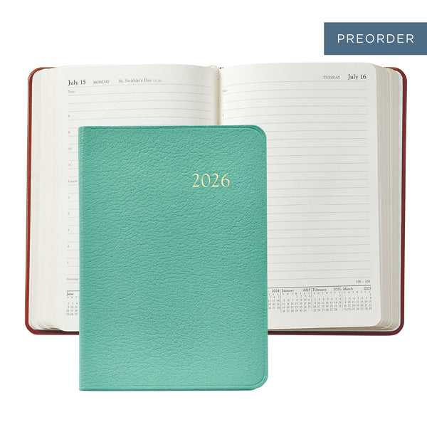 2026 Appointment Diary Robin's Egg Blue Goatskin Leather