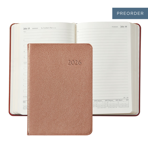 2026 Appointment Diary Rose Gold Goatskin Leather