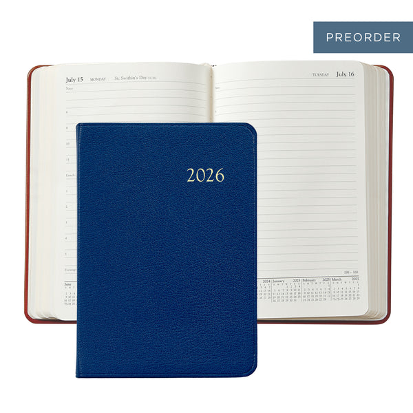 2026 Appointment Diary Royal Blue Goatskin Leather