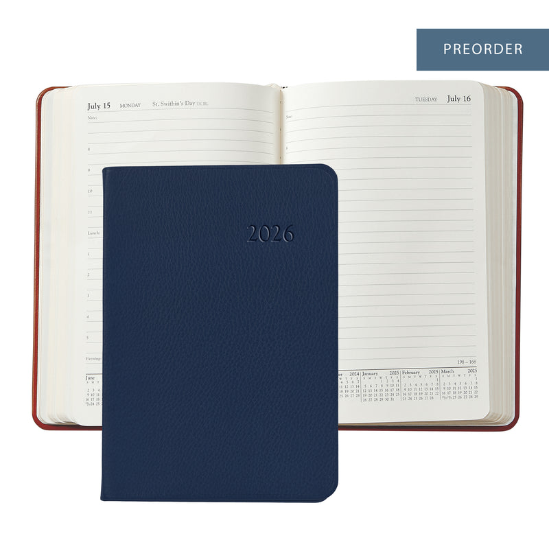 2026 Appointment Diary Navy Blue Traditional Leather