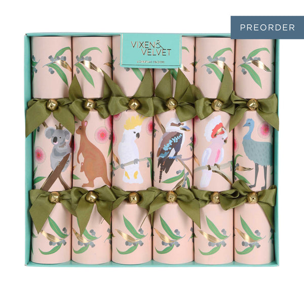 Australian Native Animal Christmas Crackers - Box of 6 Pale Pink
