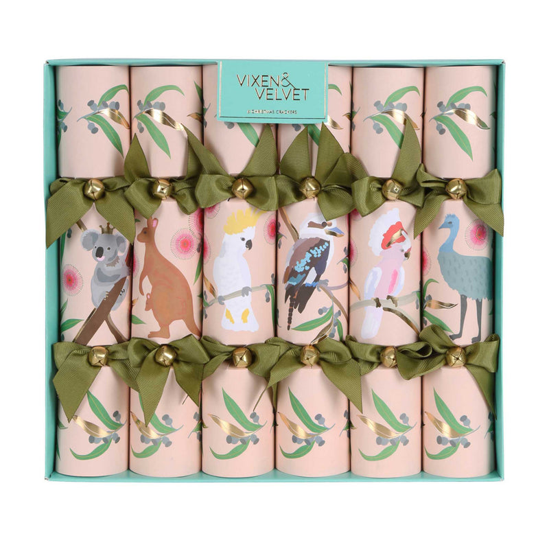 Australian Native Animal Christmas Crackers - Box of 6 Pale Pink