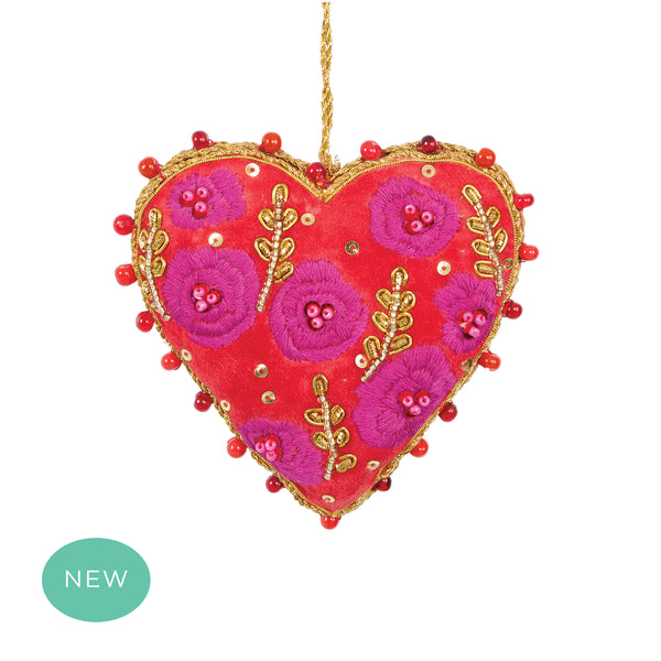 La Dolce Vita Heart Floral Tree Decoration Red