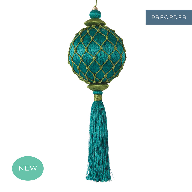 Silk Lattice Tassel Decoration Emerald Green